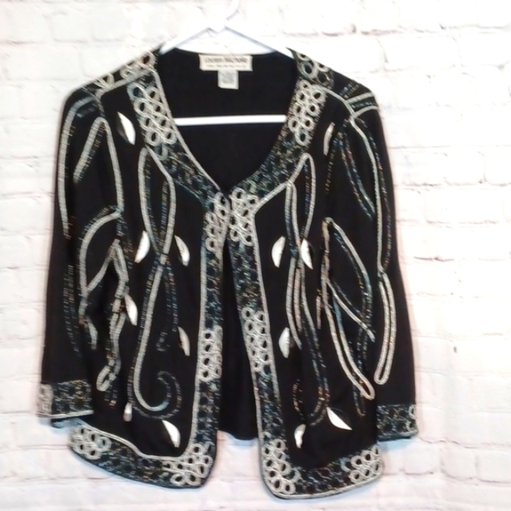 Lauren Michelle Vintage Paris Woman's Beaded Open Carnigan Jacket L